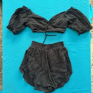 ASOS Black Crop Top and Shorts Set